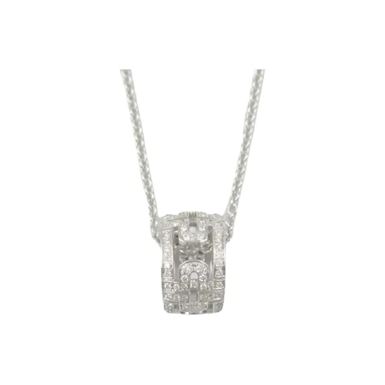 BVLGARI 10's 18kt White Gold Parentesi Diamond Necklace-0