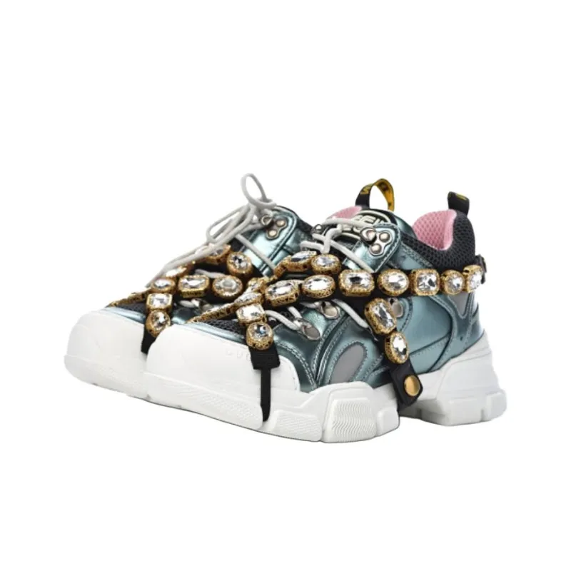 GUCCI Flashtrek Low Top Casual Shoes Women's Blue-2