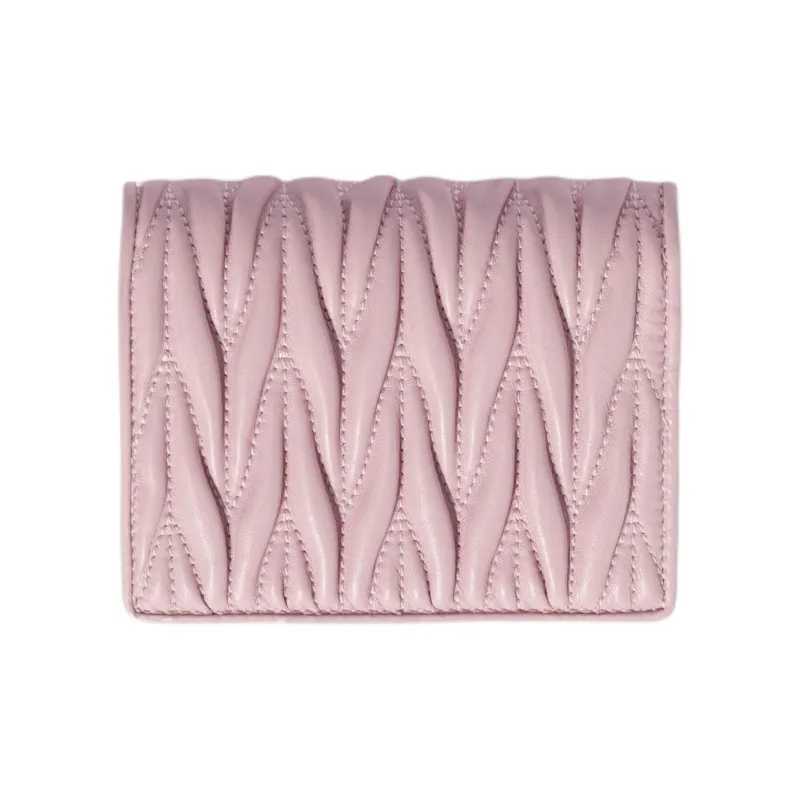 MIU MIU Matelassé Lambskin Wallet Trumpets Women's Pink-2