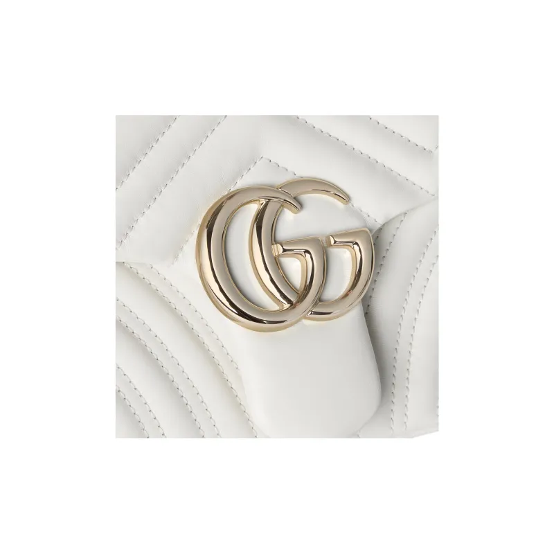 GUCCI GG Marmont Lambskin Shoulder Bag Medium Size Women's White-6