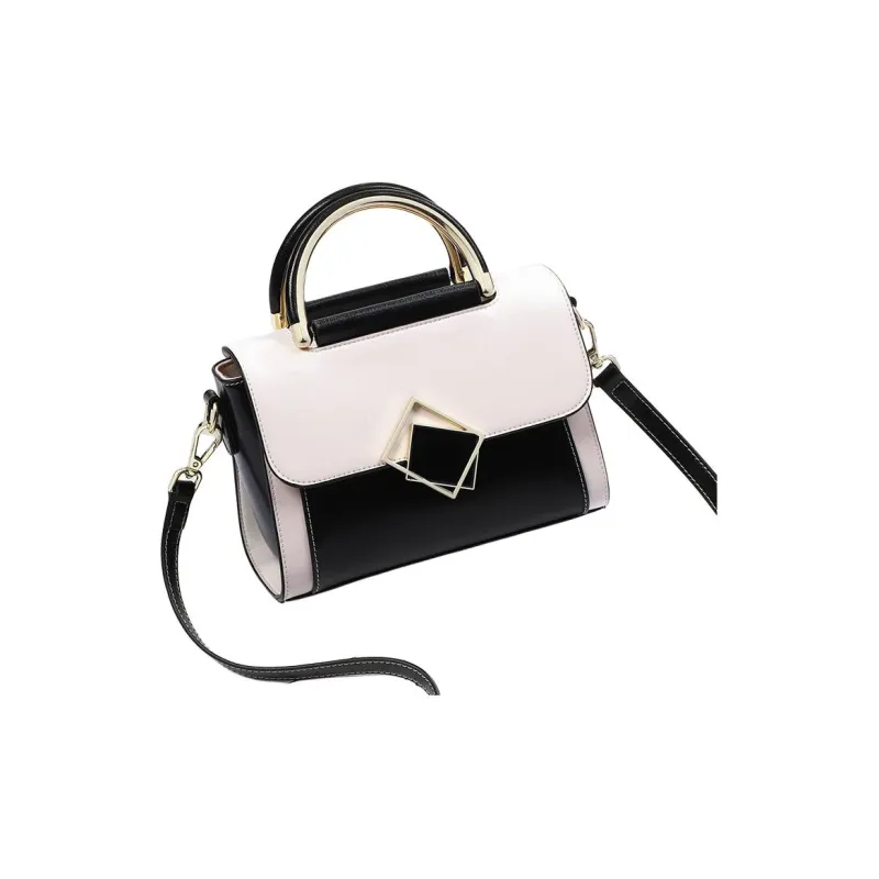 Bullrun Cow Leather Handbag Women's Black & White-1