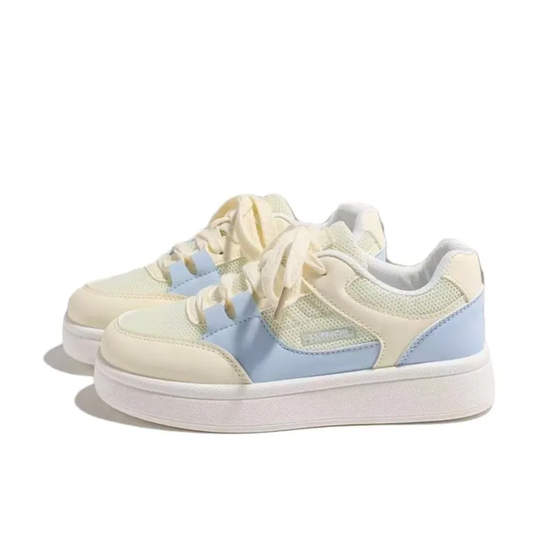 BINGO DUCK Slip Resistant Low Top Skateboard Shoes Unisex Yellow Blue-1