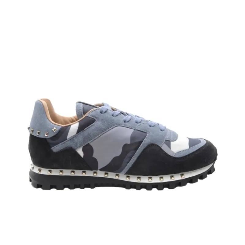 Valentino Rockstud Low Top Casual Shoes Men's Blue-1
