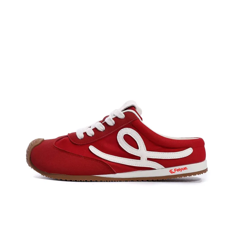 Feiyue Abrasion Resistant Quick Dry Closed Toe Slippers Women's White Red-10