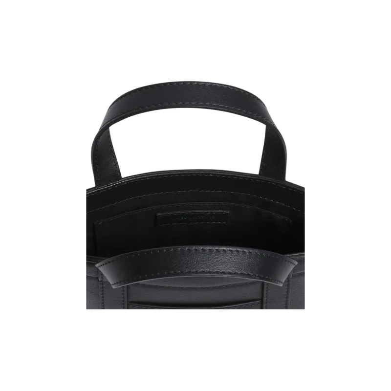 Maison Kitsune Cow Leather Tote Bag, Shopping Bag, Handbag Mini Unisex Black-3