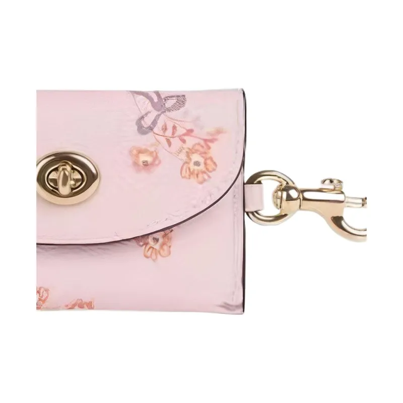 COACH Leather Card Holder, Wallet Women's Pink-2