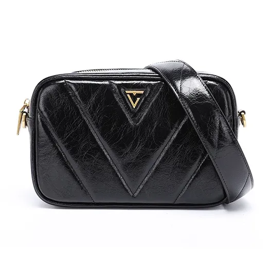 TangGuh Cow Leather Camera Bag, Shoulder Bag, Crossbody Bag Regular Women's Black-4