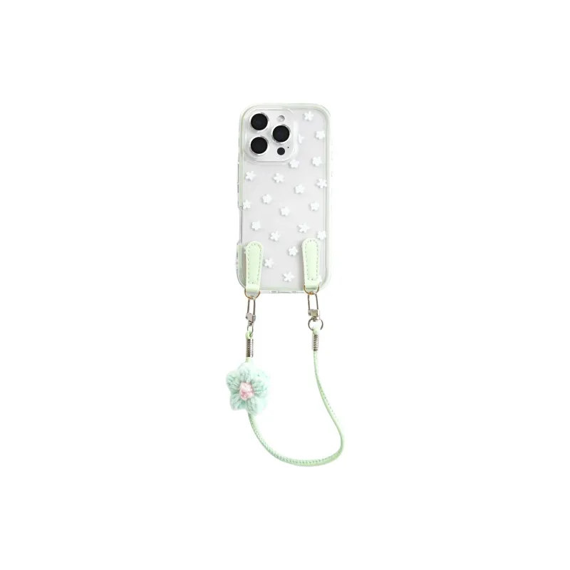 Sopi Acrylic Material 2 in 1 Floral Stand Lanyard Phone Cases Compatible With IPhone 16/15 Pro Max/Apple 13/14 Pro/Max-11