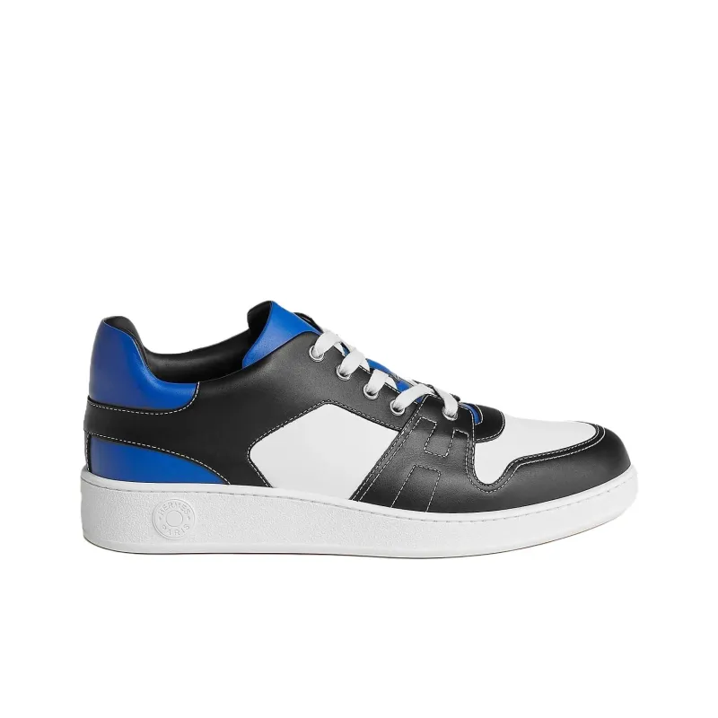 HERMES Low Top Stylish Skateboarding Shoes Men's Black White Blue-1