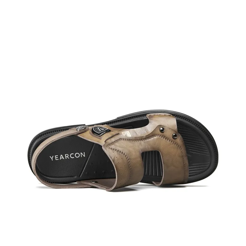 YEARCON Beach Sandals Men Khaki, Gray-2