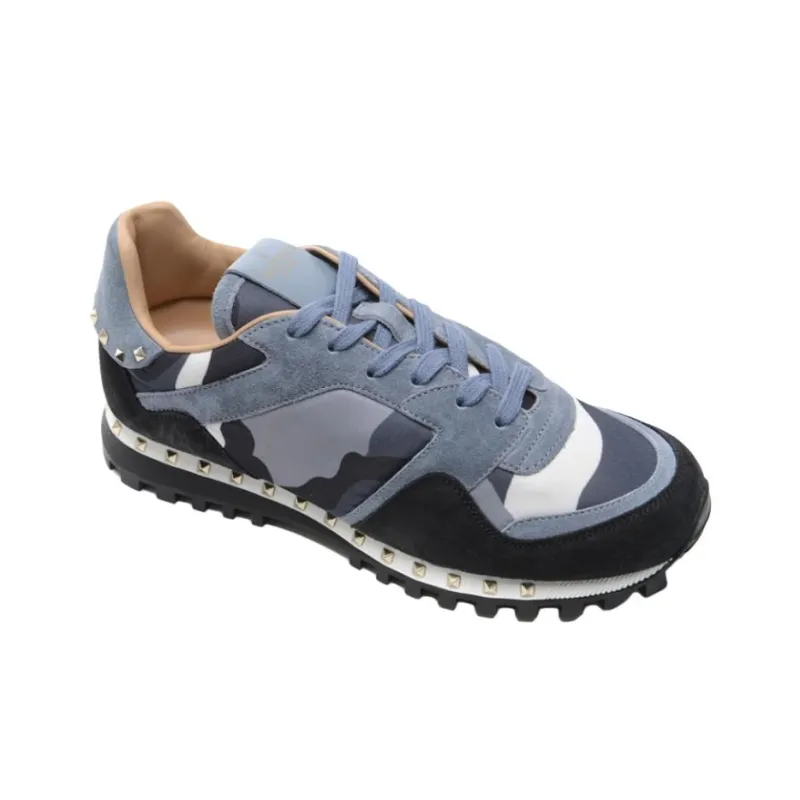 Valentino Rockstud Low Top Casual Shoes Men's Blue-2