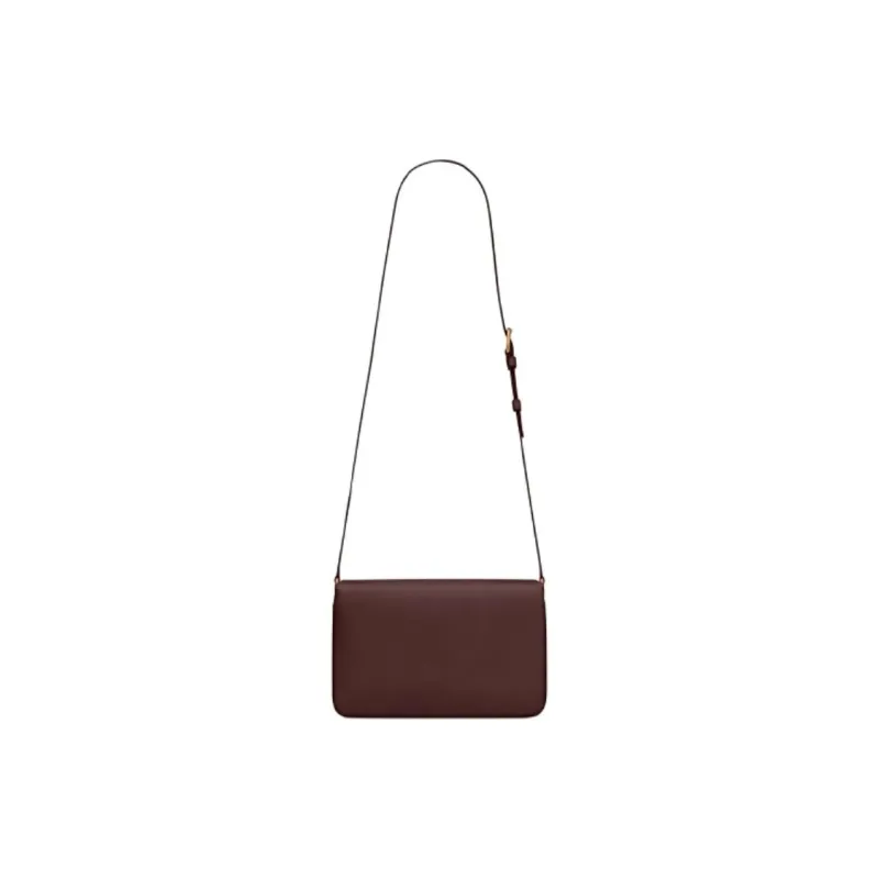 SAINT LAURENT LE MAILLON Leather Shoulder Bag, Crossbody Bag Women's Chestnut Brown-4