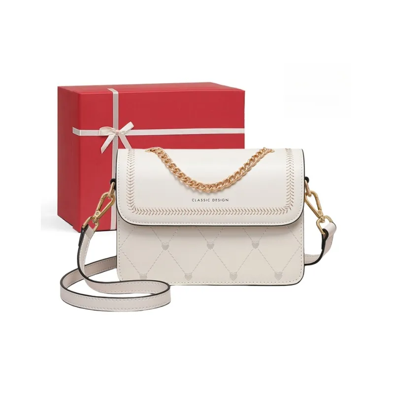 CNNCOO Cow Leather Small Square Shoulder Bag, Crossbody Bag Women's Ecru-0
