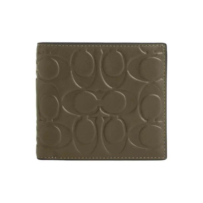 COACH Smooth Calf Leather Wallet Men's Olive Green-0