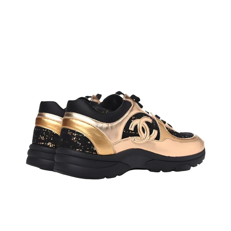 CHANEL Women's Sneaker 'Gold Black Tweed' Women's-2