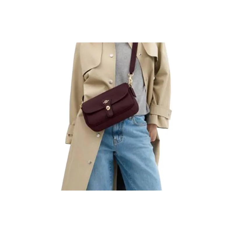COACH Hadley Leather Crossbody Bag, Shoulder Bag Medium Size Women's Dark Red Brown-3