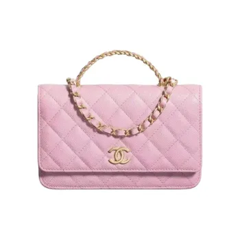 CHANEL WOC Grain Embossed Calfskin Chain Bag Handbag Women's Pink