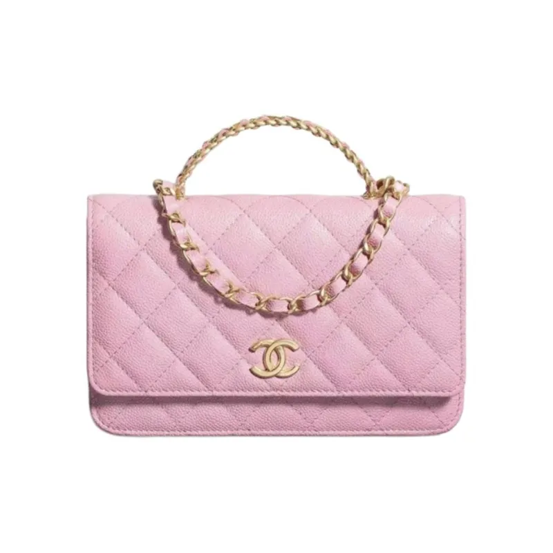CHANEL WOC Grain Embossed Calfskin Chain Bag Handbag Women's Pink-0