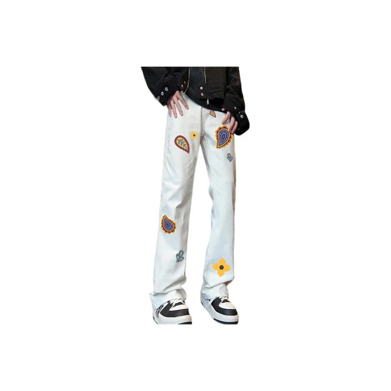 POLAR BEAR Youth Trendy Couple's Classic Comfortable Bootcut Mid Rise Slimming Solid Color Jeans Unisex-6