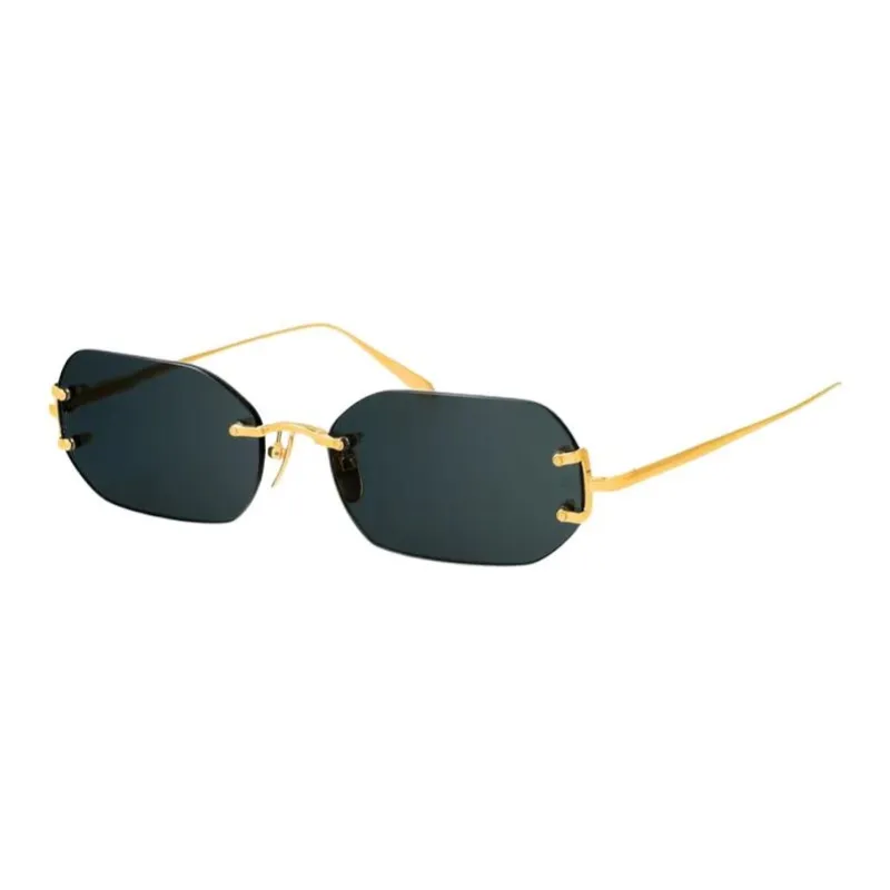 Linda Farrow Titanium Irregular Shape Sunglasses Women's Gold-0