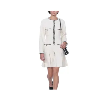 CHANEL 21S Long Sleeved Dress Women's White