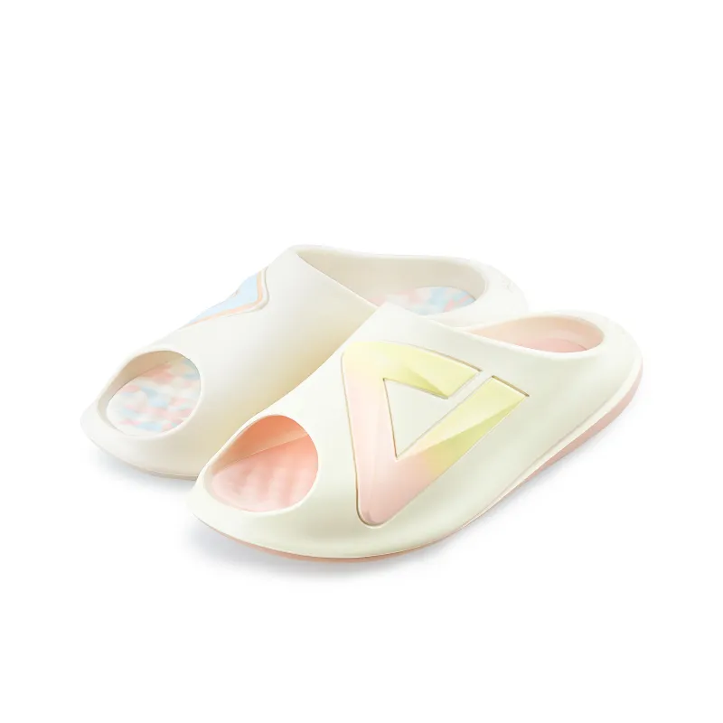 PEAK Very Small Fat Drag Slide Slippers Unisex White Blue/Light Yellow-1