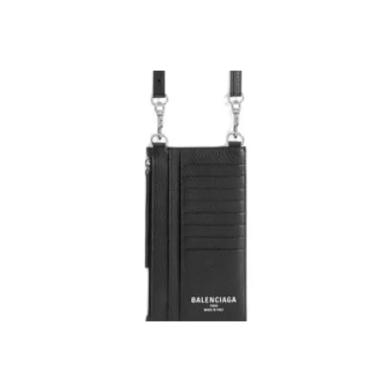 Balenciaga Cow Leather One Shoulder Cell Phone Pouch Women's Black-3