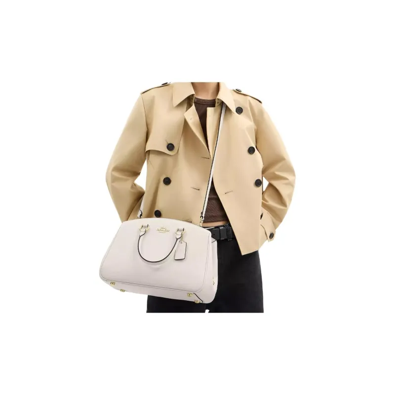 COACH Carryall Pebbled Leather Shoulder Bag, Handbag Tubas Women's Chalk-6