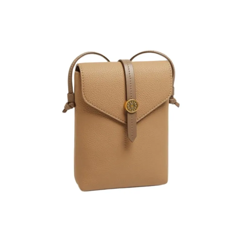 CNNCOO Cow Leather Crossbody Cell Phone Pouch Women's Milk Tea/Gold Brown/Elephant Gray-8