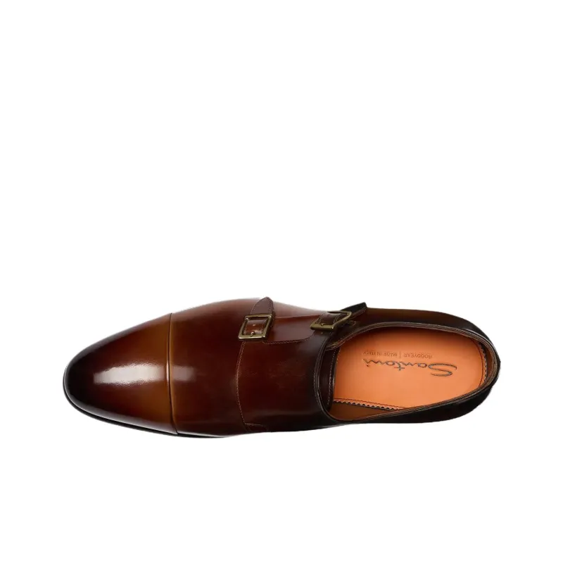 Santoni Leather Monk Shoes-2