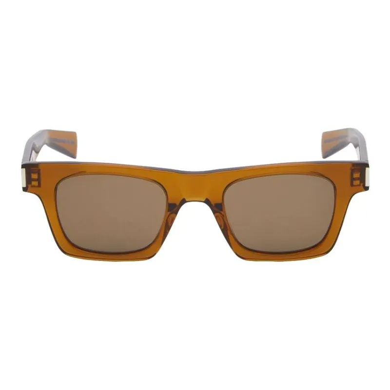 SAINT LAURENT Acetate Square Sunglasses Men's Brown-0