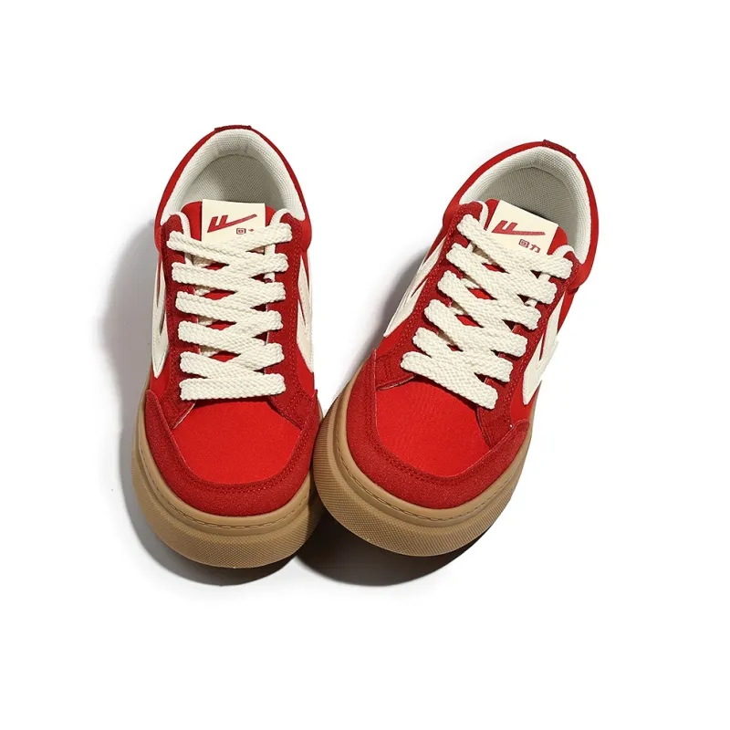 Warrior Low Top Skateboard Shoes Women's Red/Beige-4