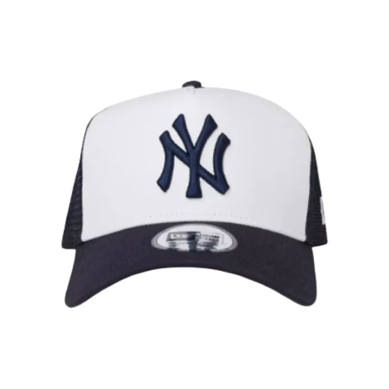 New Era Cotton Baseball Caps Unisex White/Navy Blue-1