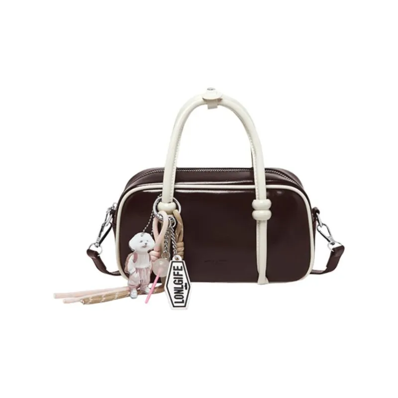 15 MINS Synthetic Leather Shoulder Bag, Crossbody Bag, Handbag Regular Women's White & Khaki/White & Coffee/Coffee-6