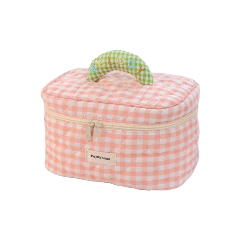LETOO Cotton Fabric Toiletry Bag, Travel Storage Bag Women's Pink Green-1