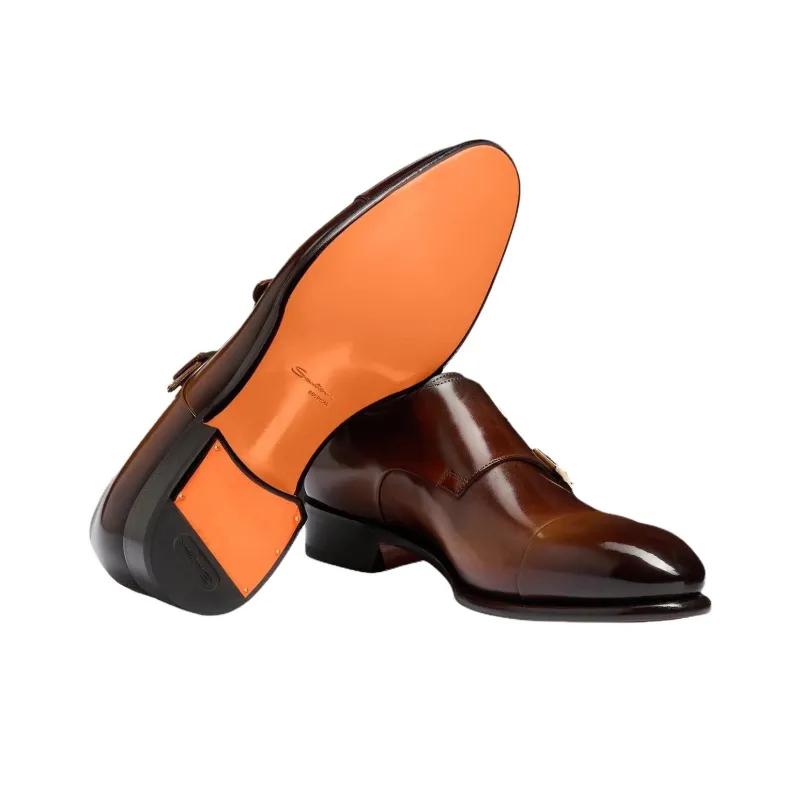 Santoni Leather Monk Shoes-3