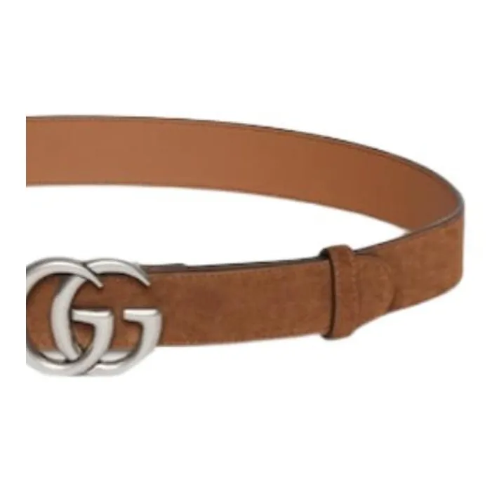 GUCCI Suede Leather Belts Men's Brown Width 3CM-2