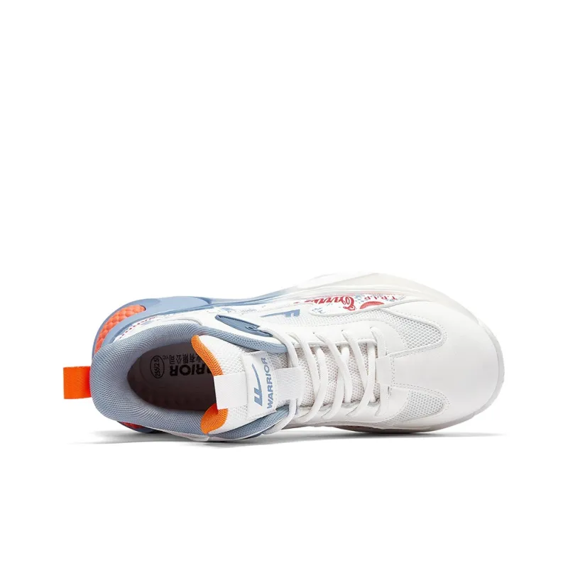 Warrior Mid Top Basketball Shoes Men's White Blue Gray-2