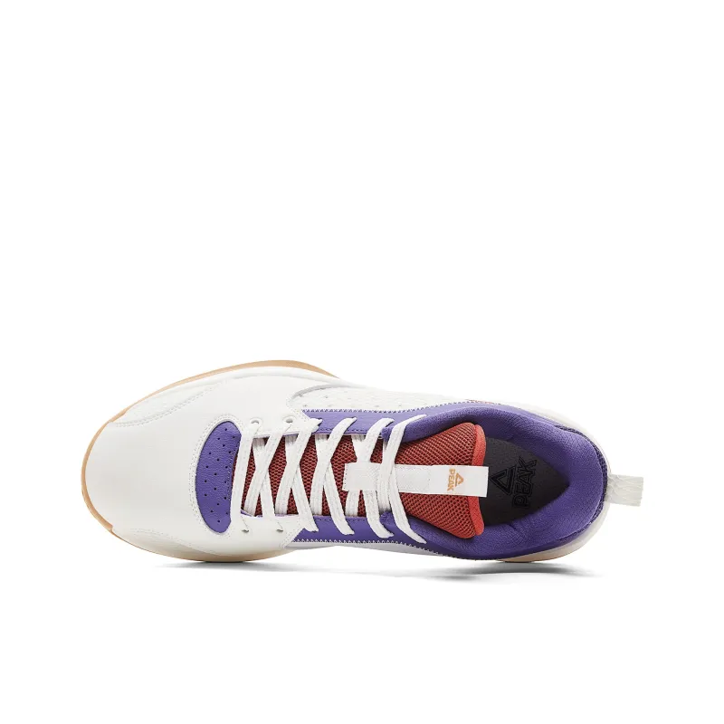 PEAK Lan Qie Basketball Shoes Men Low Top Super Light White Red-3
