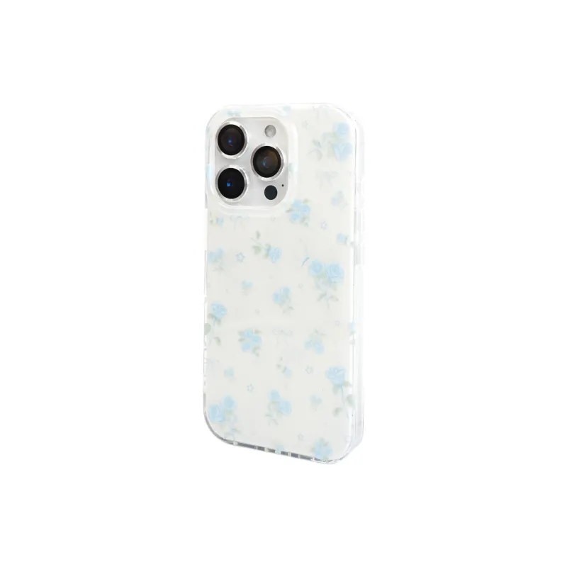 Wei Xin Acrylic Material Blue Bowknot Rose Floral Phone Cases Compatible With IPhone 16/15 Pro Max/Apple 13/14 Pro/Max-4