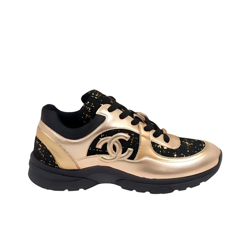 CHANEL Women's Sneaker 'Gold Black Tweed' Women's-1