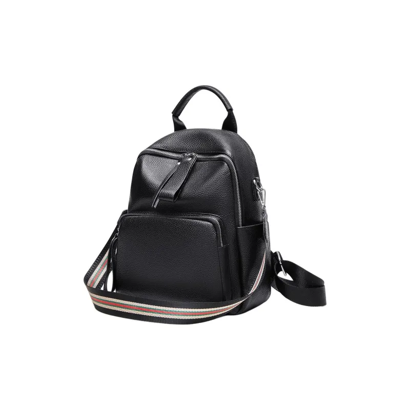 HARSON Top Grain Cow Leather Casual Backpack Regular Women's Black-2