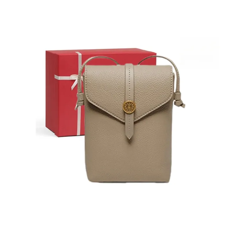 CNNCOO Cow Leather Crossbody Cell Phone Pouch Women's Milk Tea/Gold Brown/Elephant Gray-12