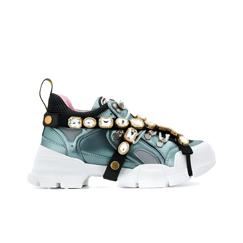 GUCCI Flashtrek Low Top Casual Shoes Women's Blue-1
