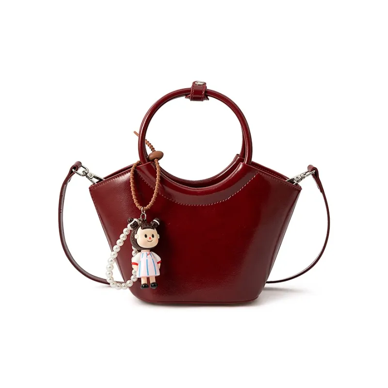 Vigno Synthetic Leather One Shoulder Handbag Women's White/Red/Sambal Color/Black-14