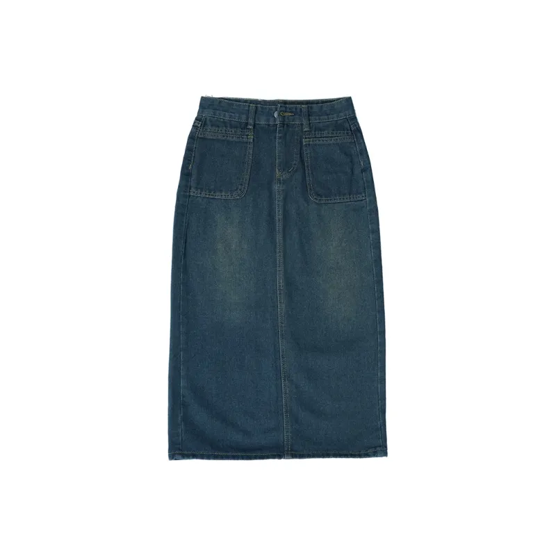 7 SEVFUN Denim Long Skirt Women's Concrete Gray-3