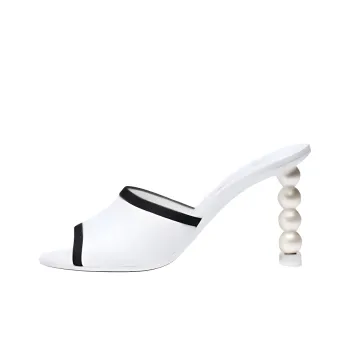 CHANEL 25P Spring Summer Slide Slippers 9cm Women's White