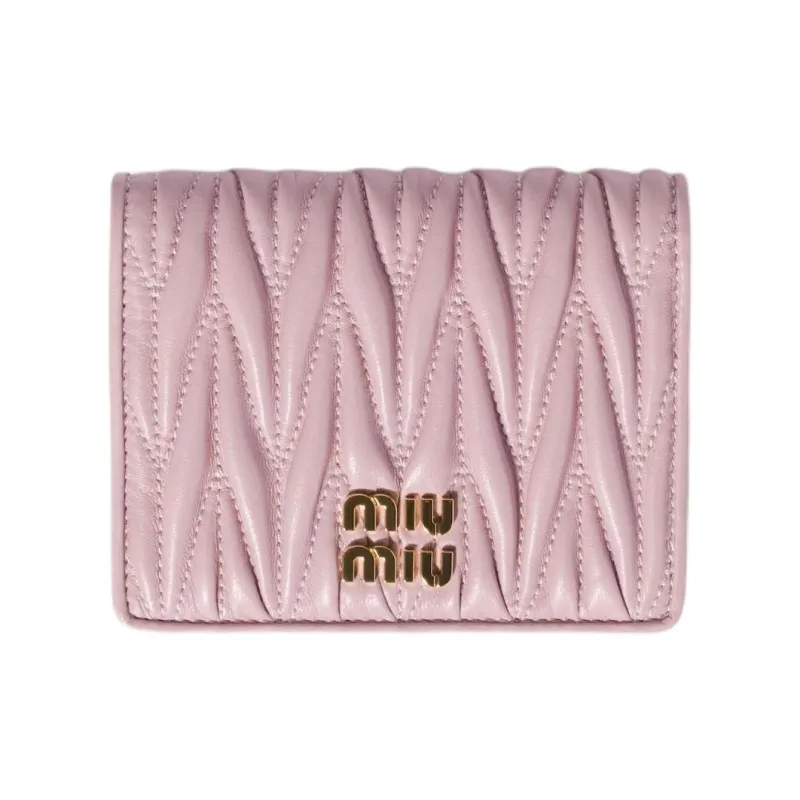 MIU MIU Matelassé Lambskin Wallet Trumpets Women's Pink-0