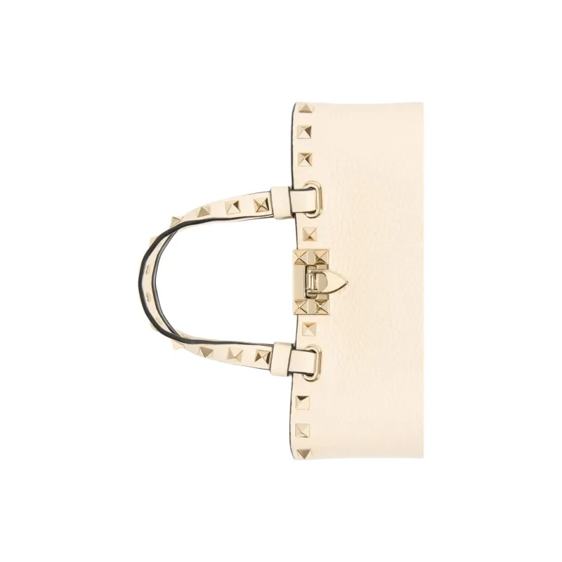 Valentino ROCKSTUD Calfskin Shoulder Bag, Crossbody Bag, Handbag Mini Women's Light Ivory White-5