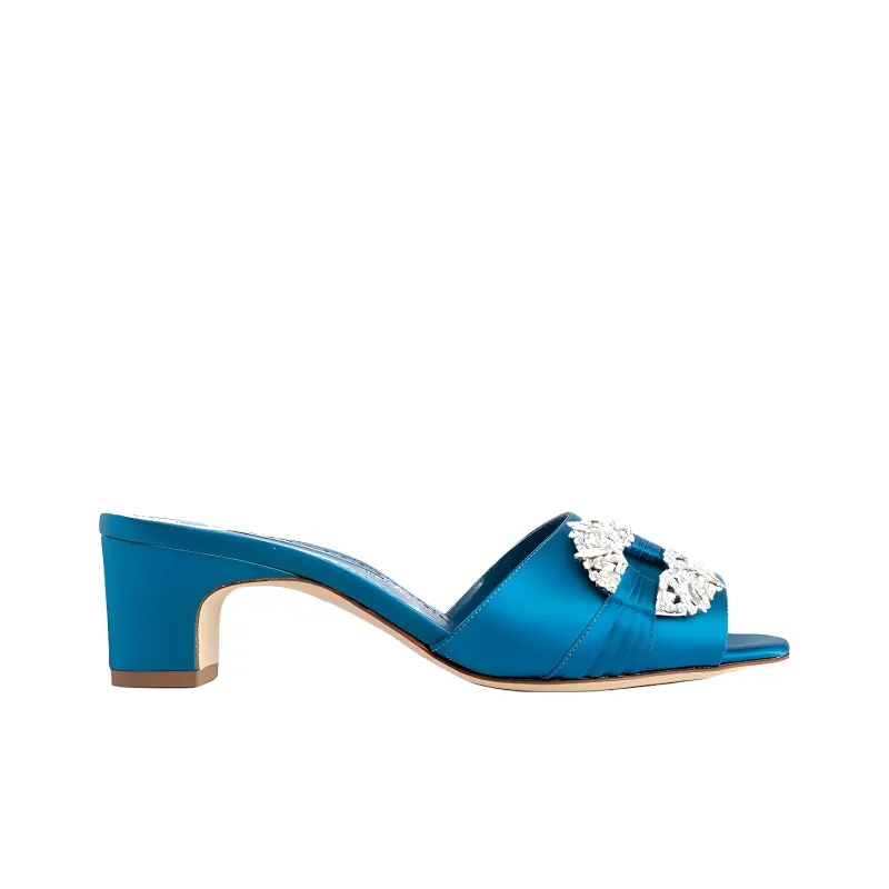 MANOLO BLAHNIK Slip Resistant Slide Slippers 5cm Women's Blue-1